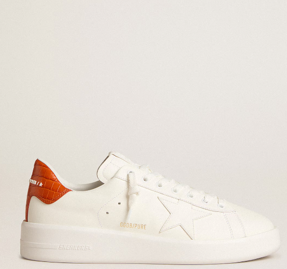 Purestar with white leather star and orange heel tab