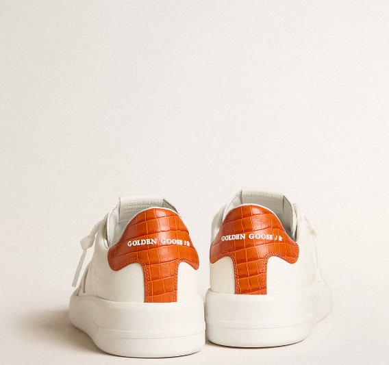 Purestar with white leather star and orange heel tab