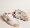 Ball Star LTD in white crackle leather and mesh with suede star