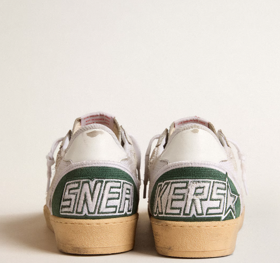 Ball Star LTD in white crackle leather and mesh with suede star