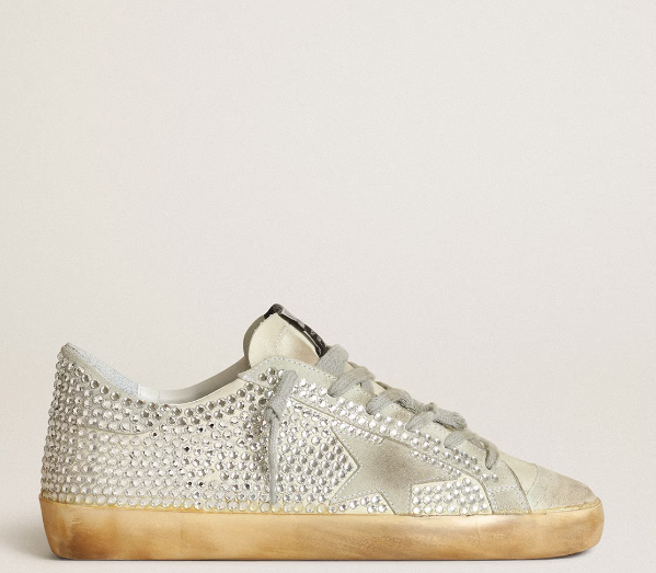 Super-Star Donna in white nubuck and Swarovski crystals