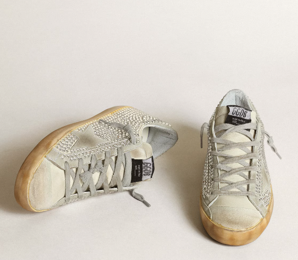 Super-Star Donna in white nubuck and Swarovski crystals