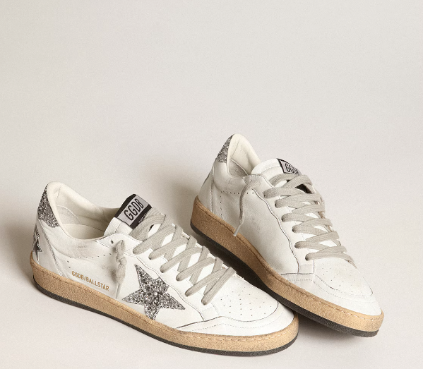 Ball Star Woman in nappa with white star and glitter heel