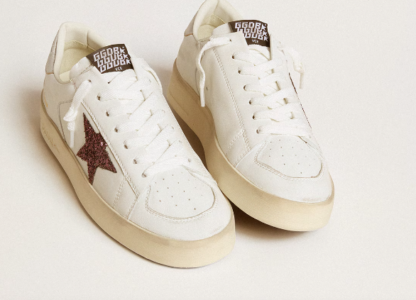 Stardan in nappa with glitter star and laminated leather heel