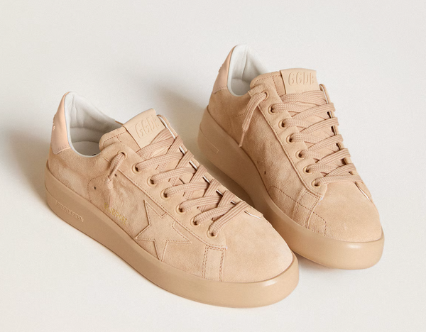 Purestar in suede with suede star and light pink leather heel tab