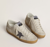 Super-Star Women's ice grey suede with silver glitter star and leather heel tab
