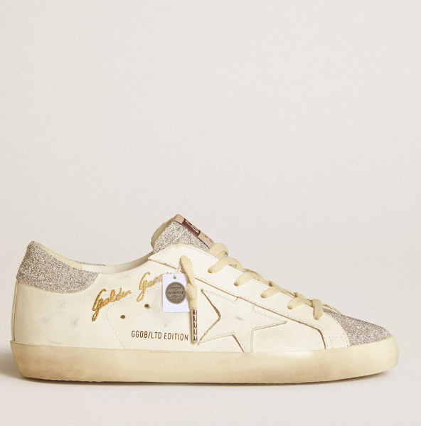 Super-Star LTD Donna in pelle bianca con inserti in micro cristalli Swarovski