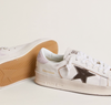 Stardan in nappa with silver laminated leather star and pink suede heel tab