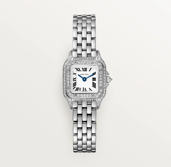 Cartier Panthère Mini White Gold – Factory Diamond-Set Bezel & Bracelet (99 Diamonds)