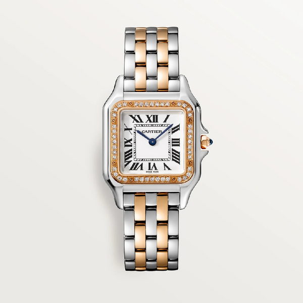 Cartier Panthère Medium Two-Tone Rose Gold & Steel – 44 Factory Diamonds Bezel