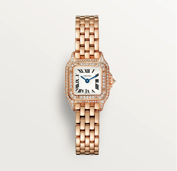 Cartier Panthère de Cartier Mini – 750 Rose Gold & Diamond Bezel, Silver Dial