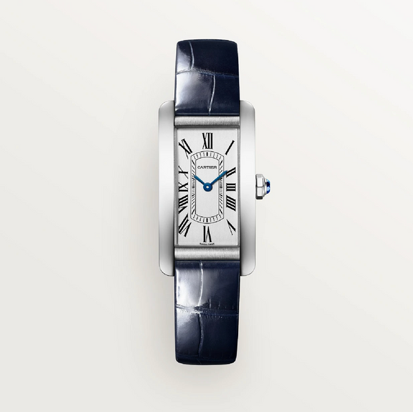 Cartier Tank Américaine Small Stainless Steel Quartz Blue Alligator Strap WSTA0082