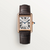 Cartier Tank Louis Cartier Small750 Yellow Gold Silver Dial Quartz Watch (Brown Strap)
