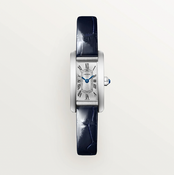 Cartier Tank Américaine Mini 28mm x 15.2mm Stainless Steel Quartz Blue Leather Strap