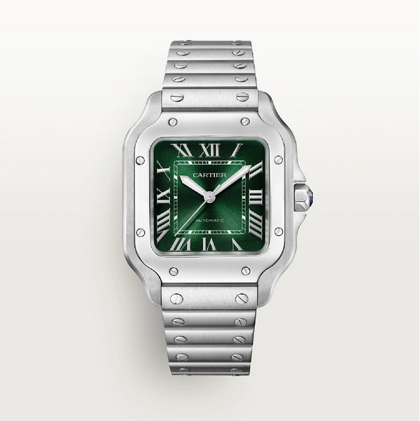 Santos de Cartier Medium Green Dial Steel Watch