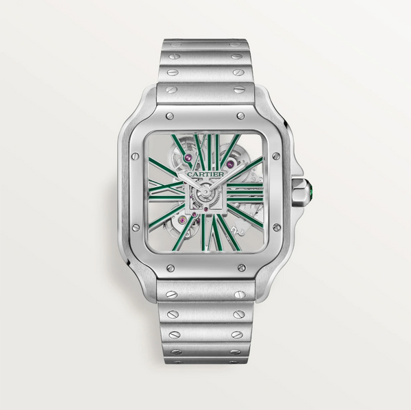 Santos de Cartier Skeleton Large Model 9611 MC Steel & Green