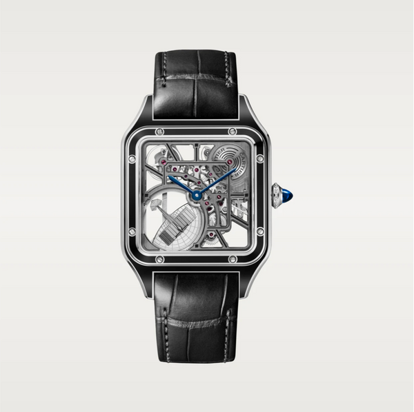 Santos-Dumont Skeleton Micro-Rotor Steel & Black Lacquer Large