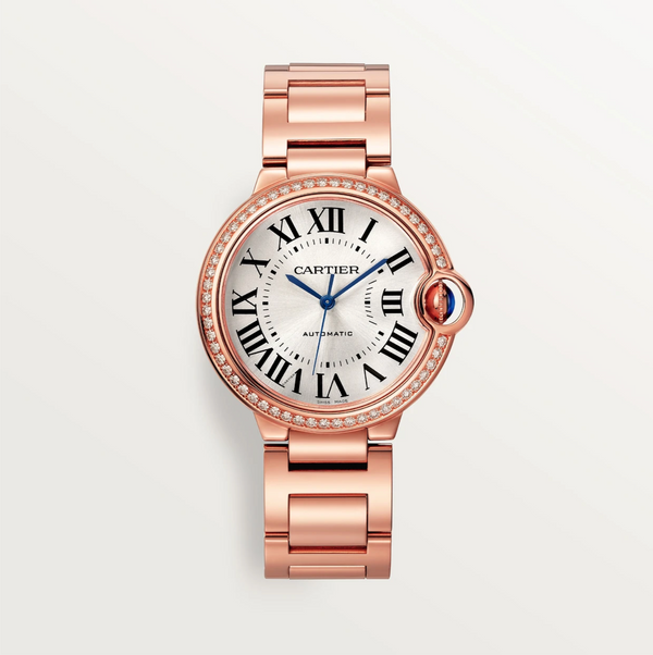 Ballon Bleu de Cartier 36mm Diamond Bezel Rose Gold Automatic Watch