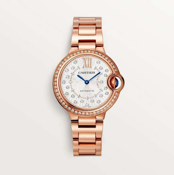 Ballon Bleu de Cartier 36mm Rose Gold Diamond Bezel Automatic Watch