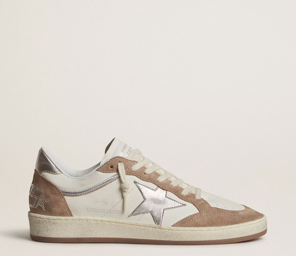 Stardan in nappa with silver laminated leather star and pink suede heel tab