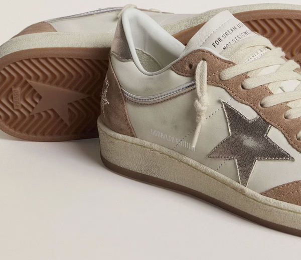 Stardan in nappa with silver laminated leather star and pink suede heel tab