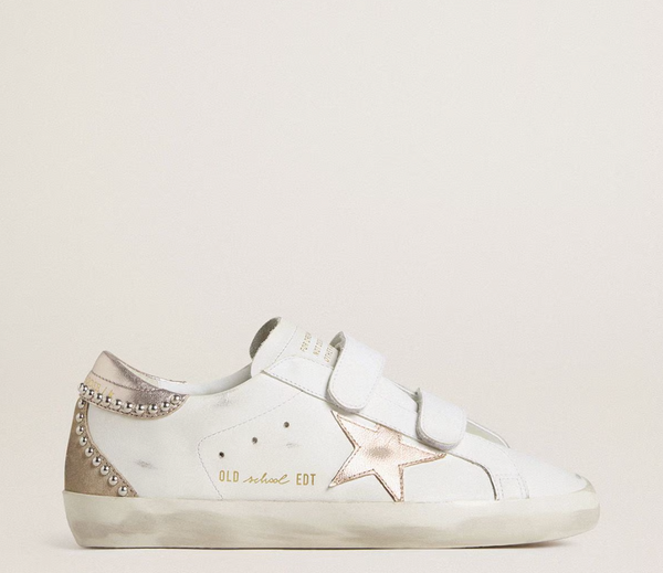 Stardan in nappa with silver laminated leather star and pink suede heel tab