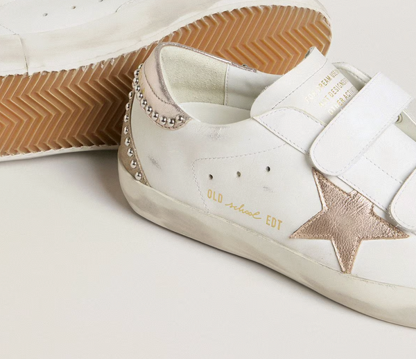 Stardan in nappa with silver laminated leather star and pink suede heel tab