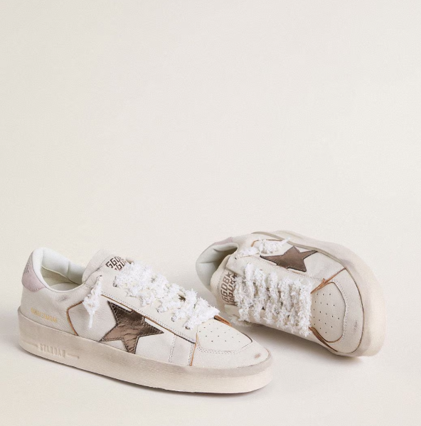 Stardan in nappa with silver laminated leather star and pink suede heel tab