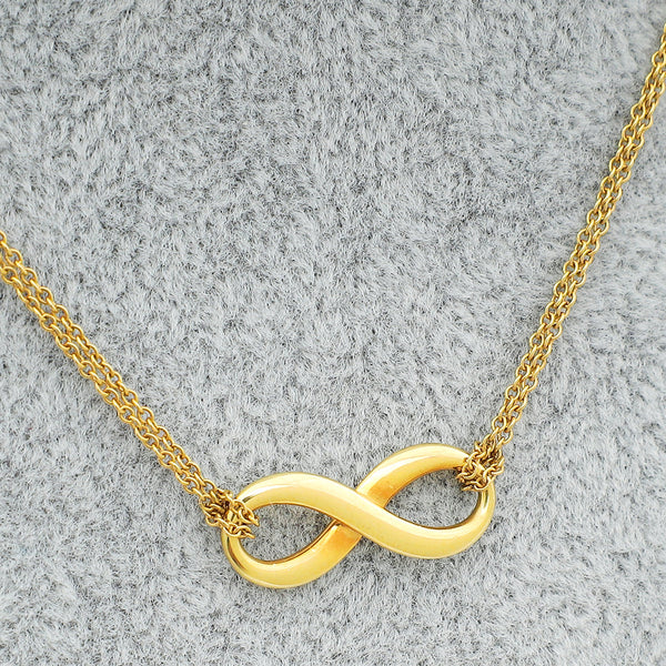 Tiffany & Co 18K Yellow Gold Double Chain Infinity Pendant Necklace