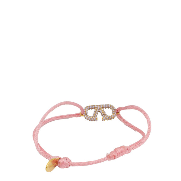 Valentino Pink Vlogo Crystal Cord Bracelet