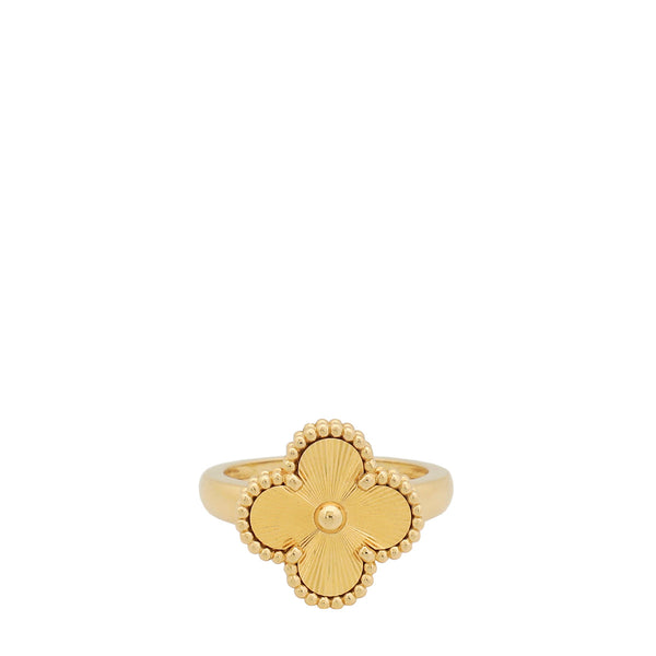 Van Cleef & Arpels 18K Yellow Gold Vintage Alhambra Ring 53
