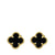 Van Cleef & Arpels 18K Yellow Gold Onyx Sweet Alhambra Stud Earrings
