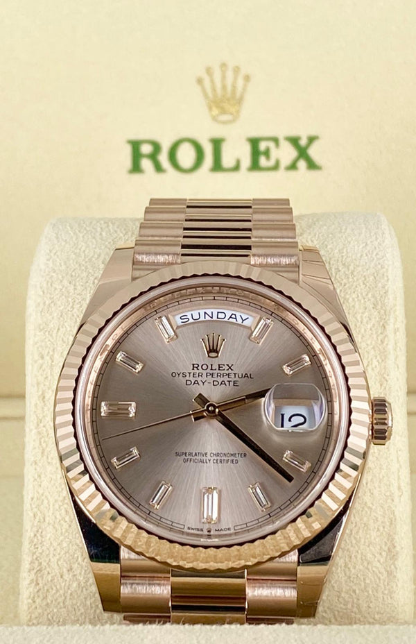 Rolex Day-Date Everose gold Baguette Diamonds