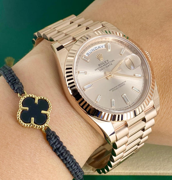 Rolex Day-Date Everose gold Baguette Diamonds