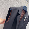 LV 25 Simple Elegant Vest Set Black Beige Poliester Wool