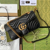 GG MARMONT MEDIUM METELASSE' BLACK SHOULDER BAG