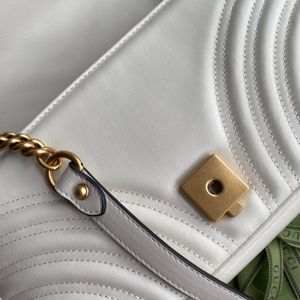 GG MARMONT MEDIUM SHOULDER BAG METELASSE' WHITE