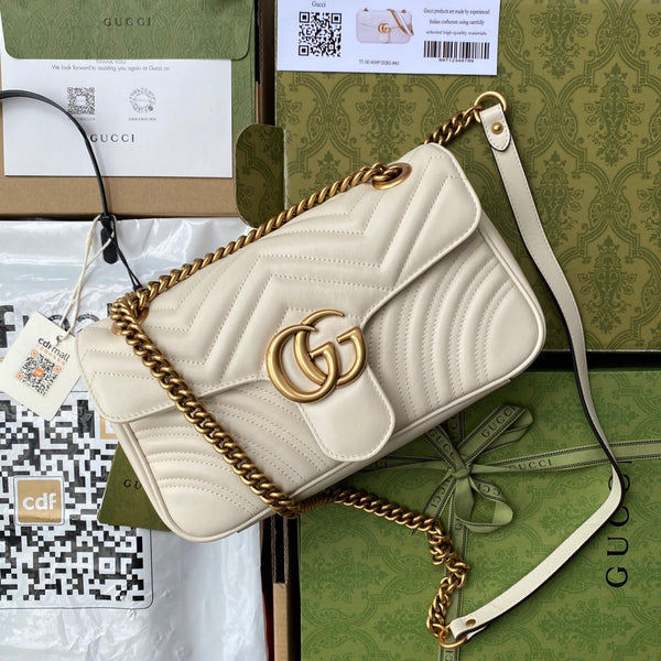 GG MARMONT MEDIUM SHOULDER BAG METELASSE' WHITE