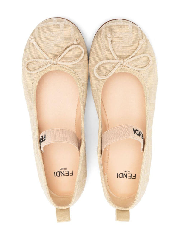 Ballerine per bambina Fendi Kids beige con motivo FF