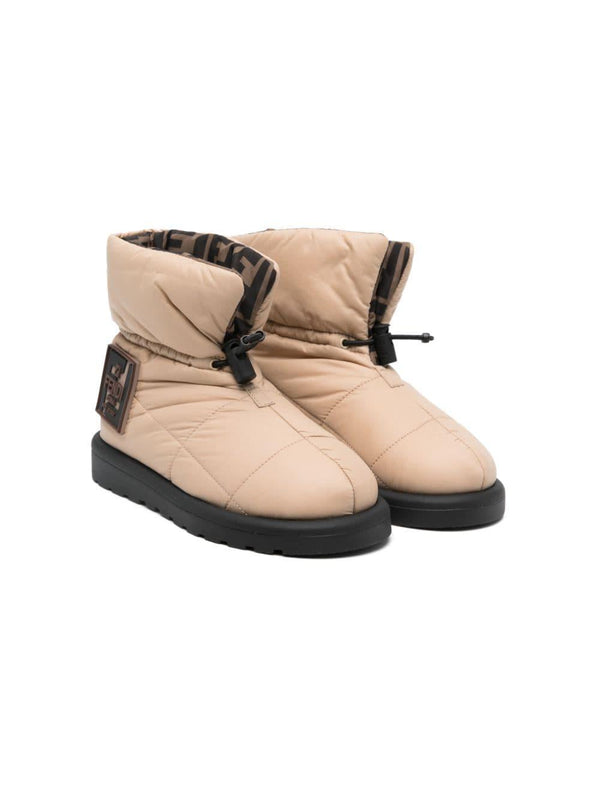 Stivali per bambina Fendi Kids beige con design imbottito