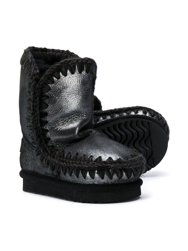 Stivaletti Eskimo per bambina Mou Kids nero con design senza lacci