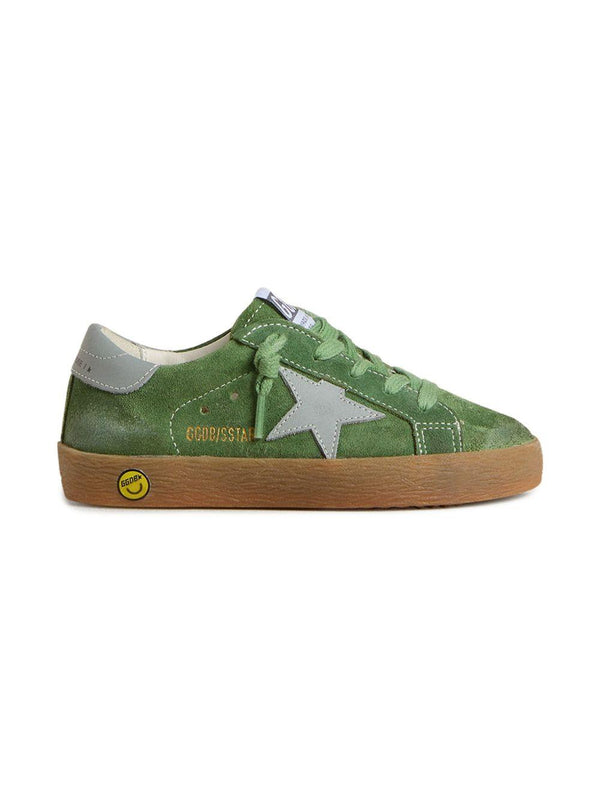 Sneakers per bambino Golden Goose Kids Super Star verde in pelle scamosciata