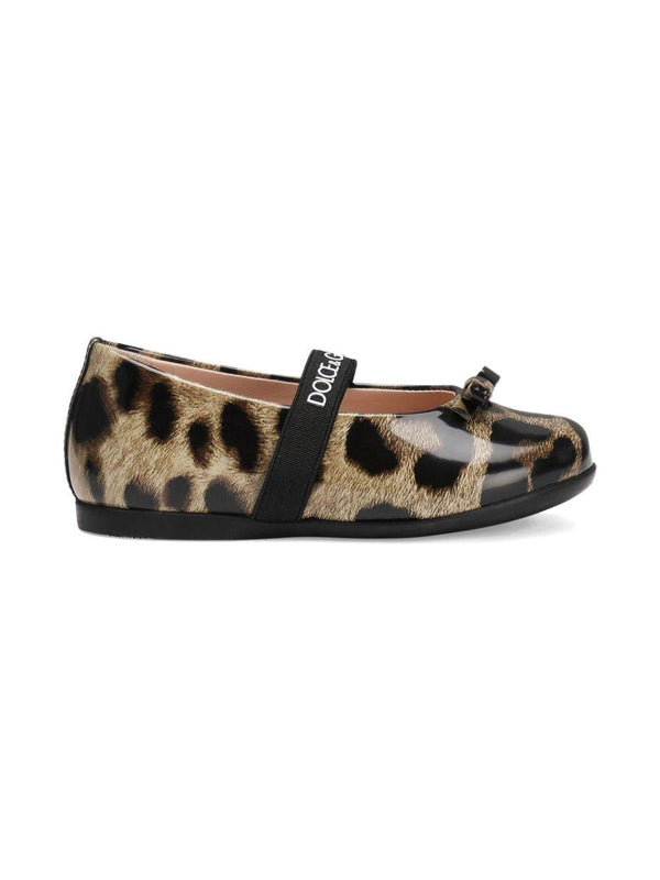 Ballerine con fiocco per bambina Dolce & Gabbana Kids animalier con stampa leopardata