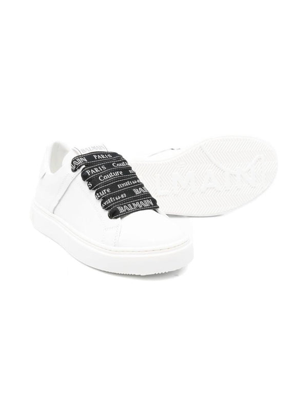Sneakers per bambino Balmain Kids bianche con lacci logati
