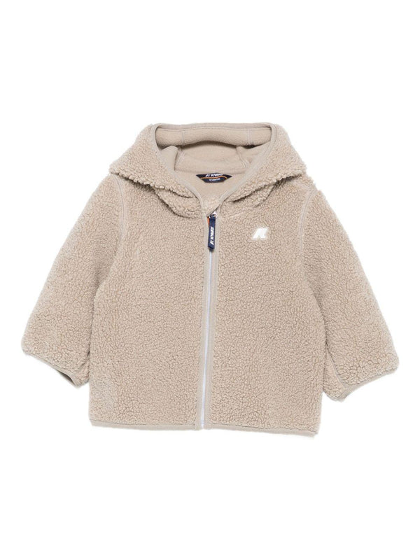 Cappotto in pelliccia sintetica per neonati K Way Kids beige con cappuccio effetto teddy