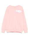 Felpa con stampa logo per bambina Off-White Kids rosa con polsini a coste