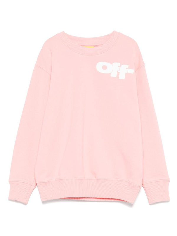 Felpa con stampa logo per bambina Off-White Kids rosa con polsini a coste