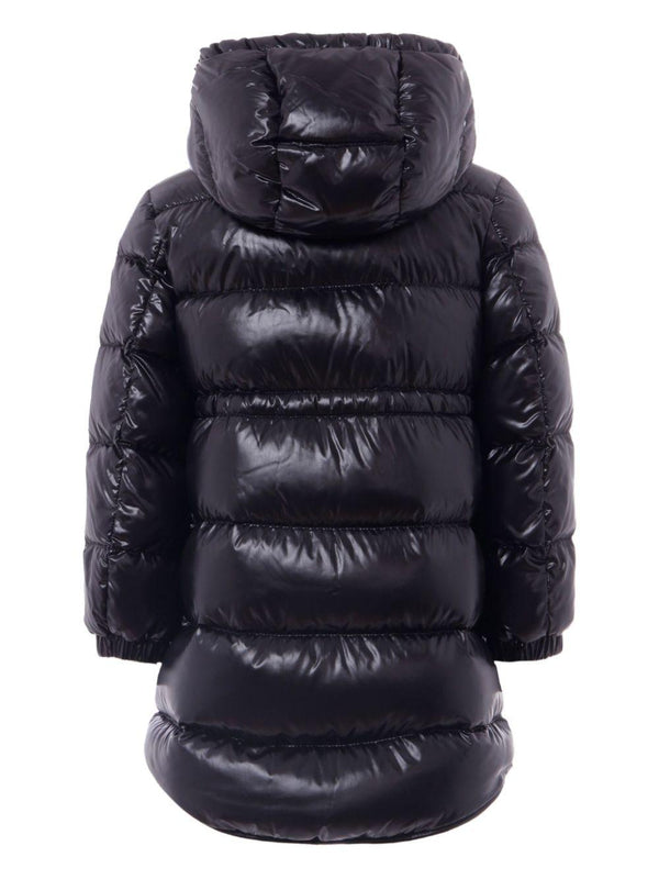 Giubbino trapuntato per bambina Moncler Enfant nero con cappuccio