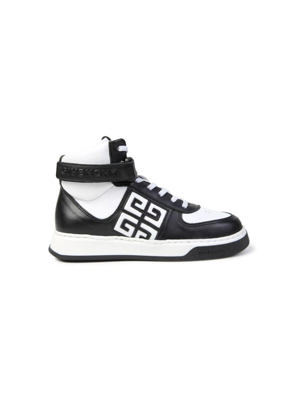Sneakers alte per bambino Givenchy Kids bianco e nero con motivo 4G
