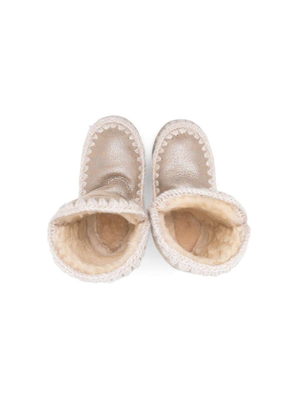 Stivaletti Eskimo per bambina Mou Kids beige con effetto metalizzato